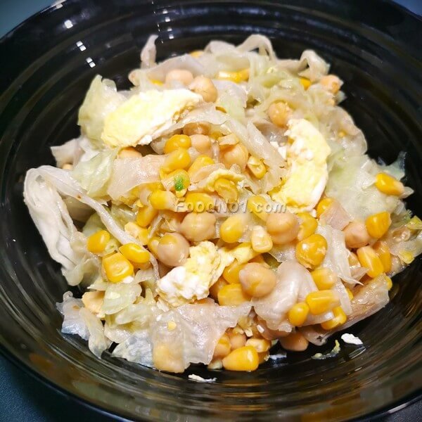 鷹嘴豆生菜雞蛋炒粟米,快速晚餐, 健康食譜