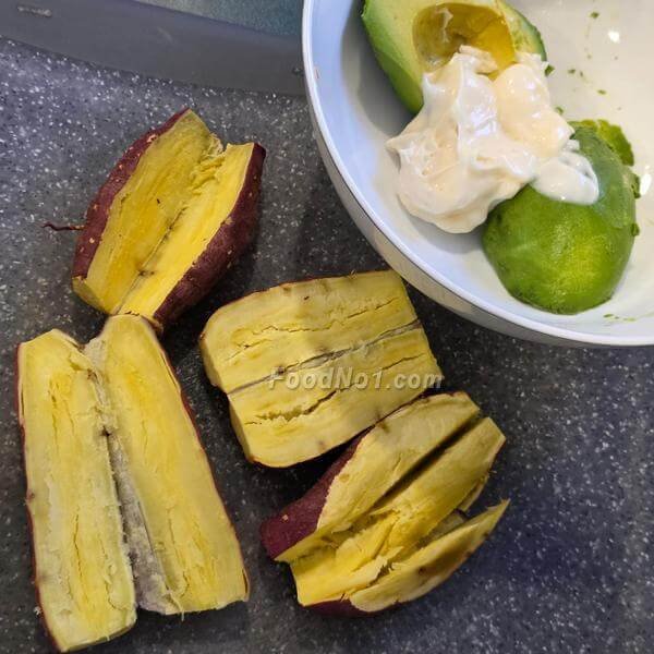 牛油果,番薯,沙律卷餅