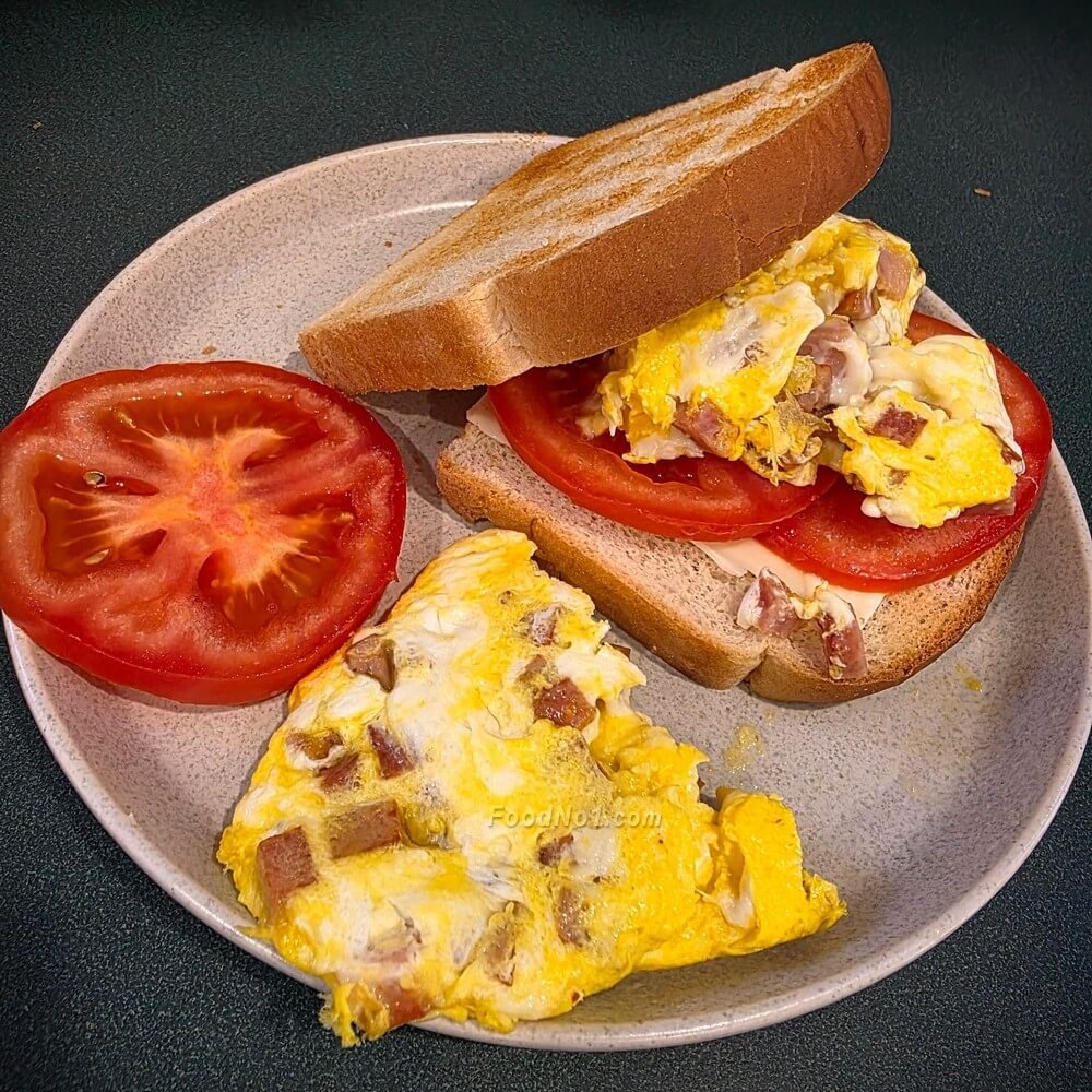 香煎午餐肉芝士番茄多士