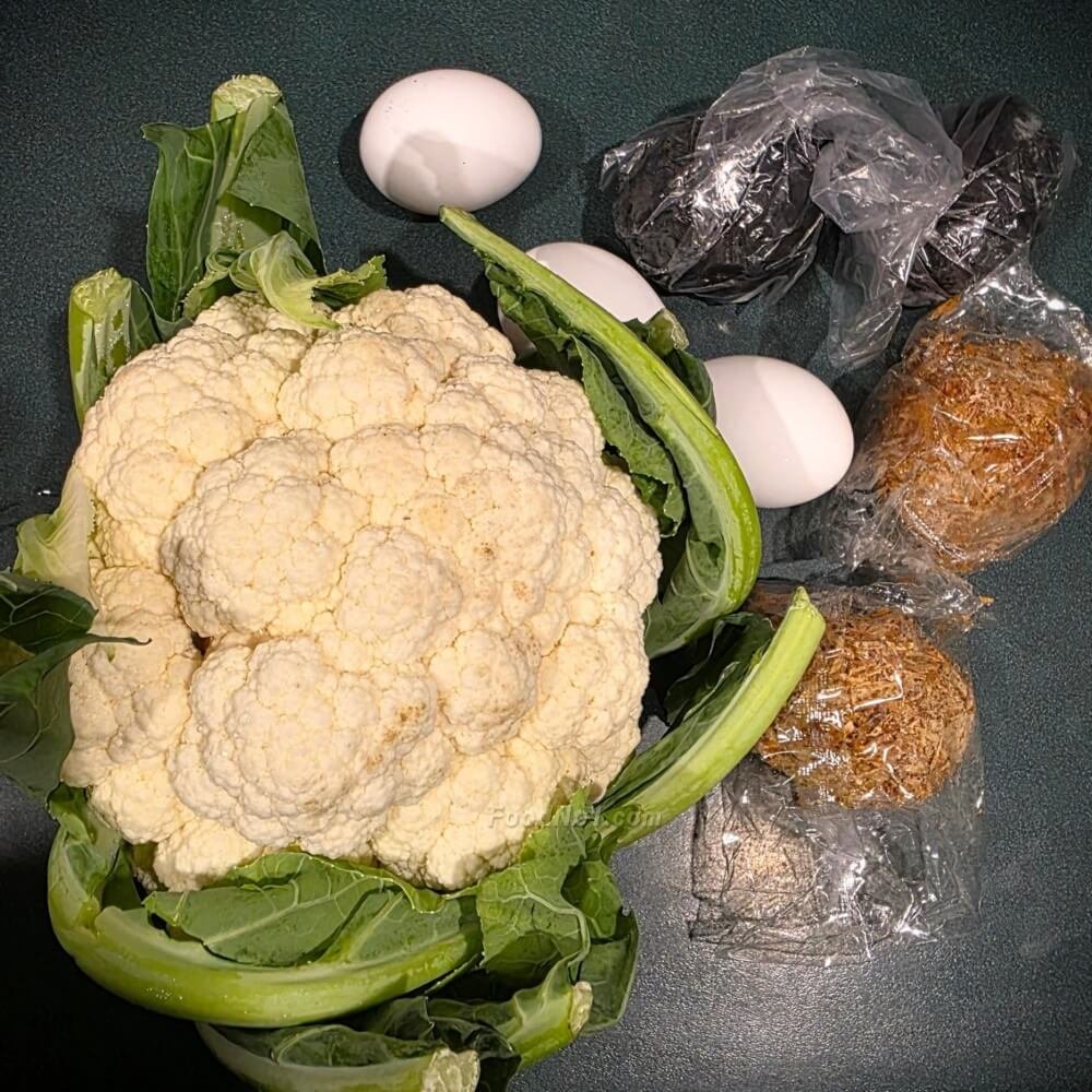 三色蛋炒椰菜花-材料