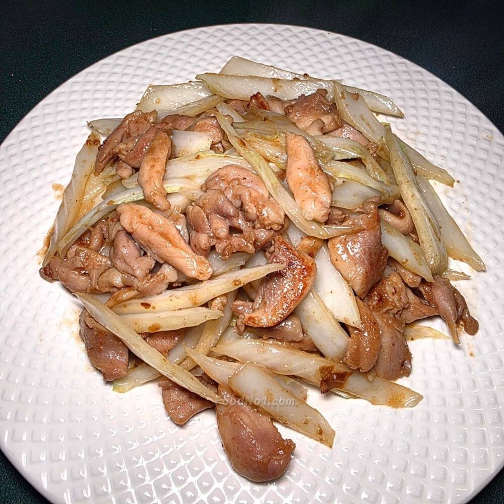 嫩雞絲炒紹菜梗