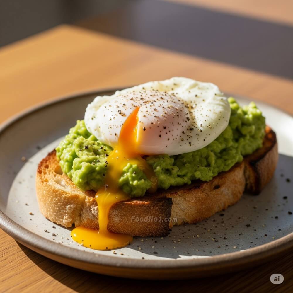 鮮牛油果多士 + 水煮蛋