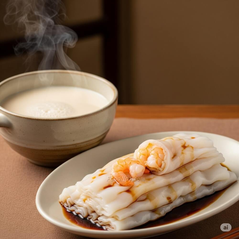 鮮蝦腸粉 + 豆漿