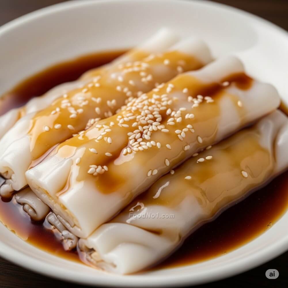 港式齋腸粉配甜醬與芝麻