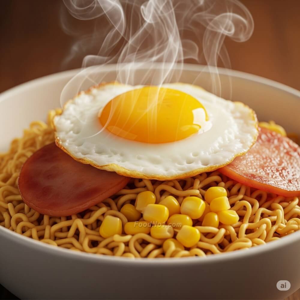 粟米火腿煎蛋公仔麵