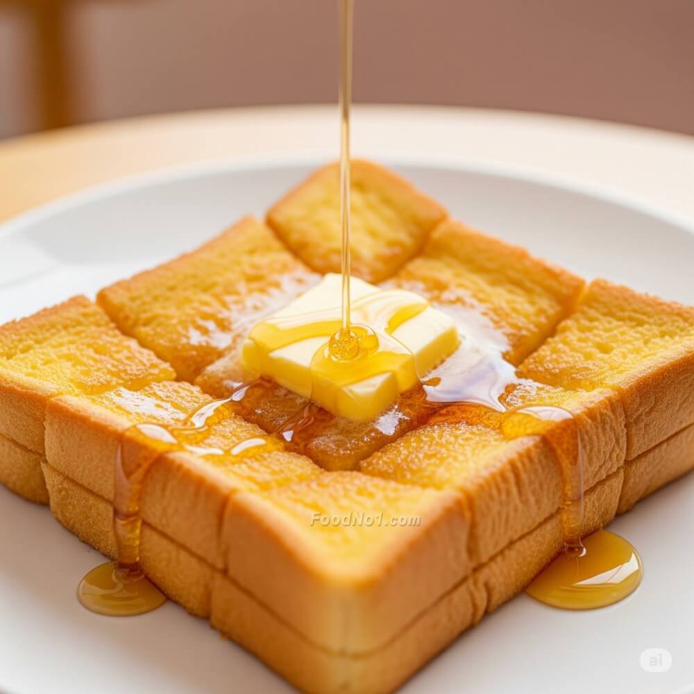 港式西多士配牛油與糖漿