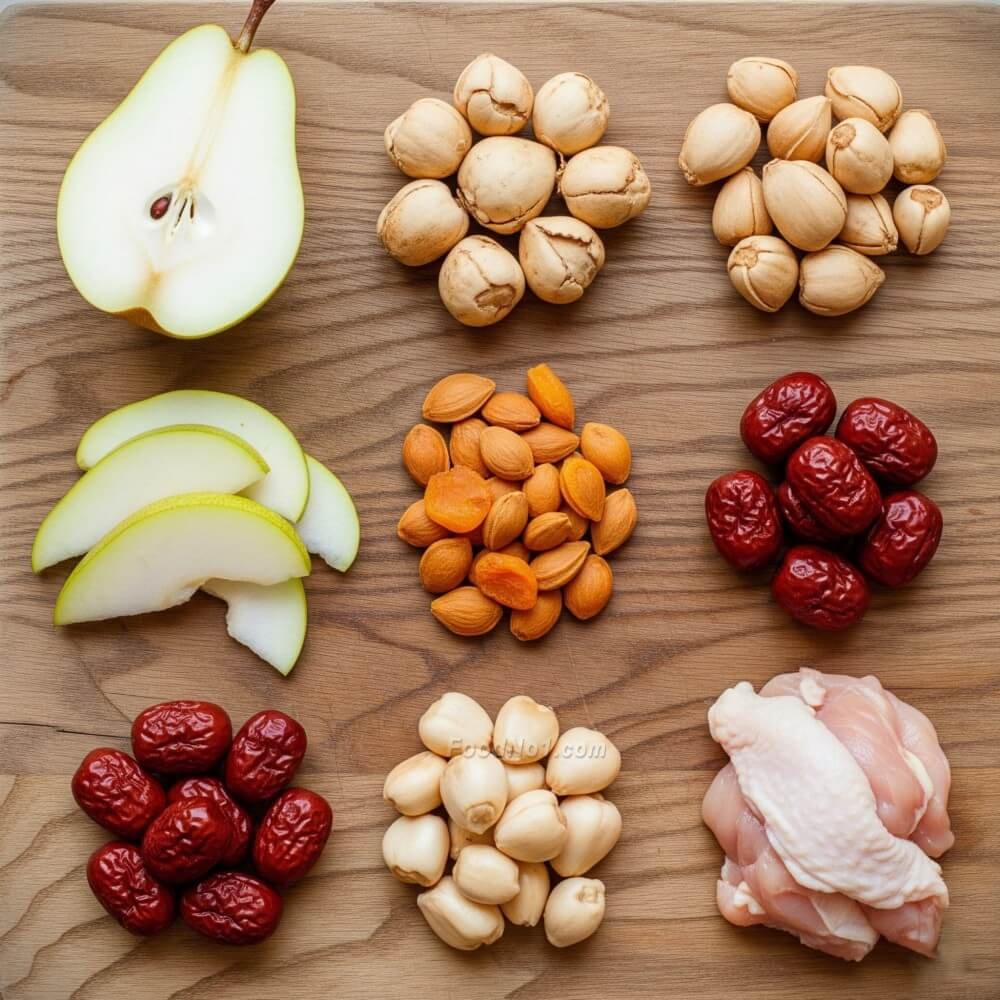 雪梨川貝南北杏燉雞-材料