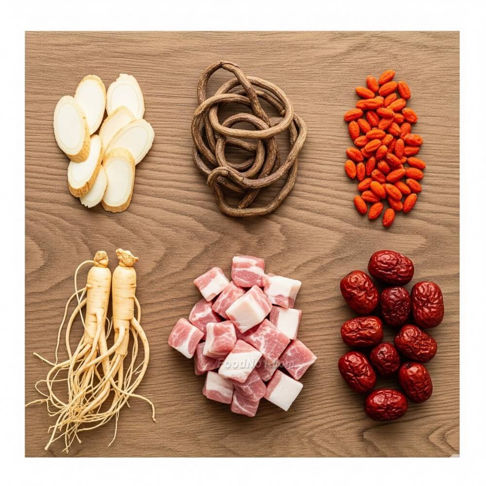 花旗參石斛杞子瘦肉湯-材料