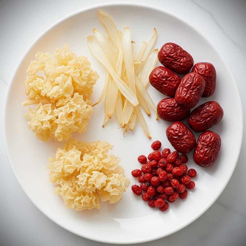 百合紅棗銀耳羹-材料