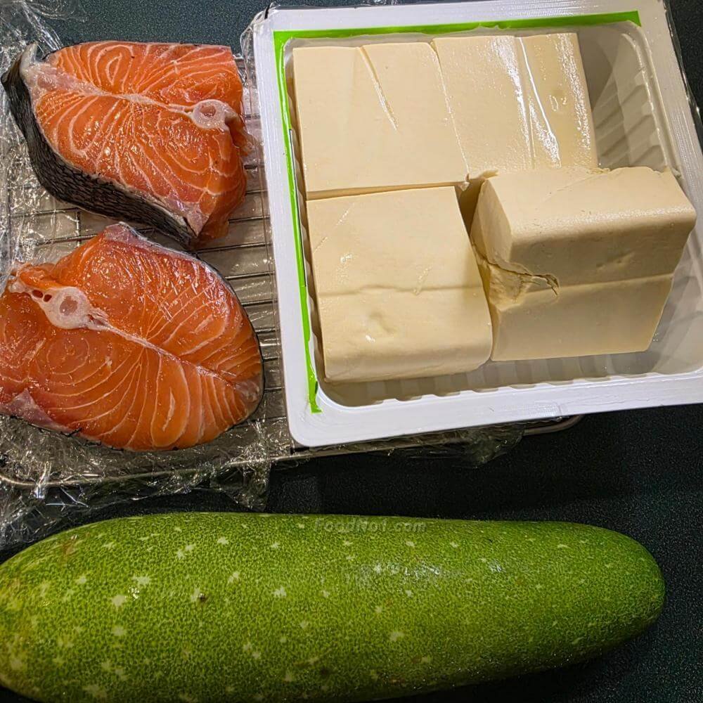 節瓜豆腐三文魚湯-材料