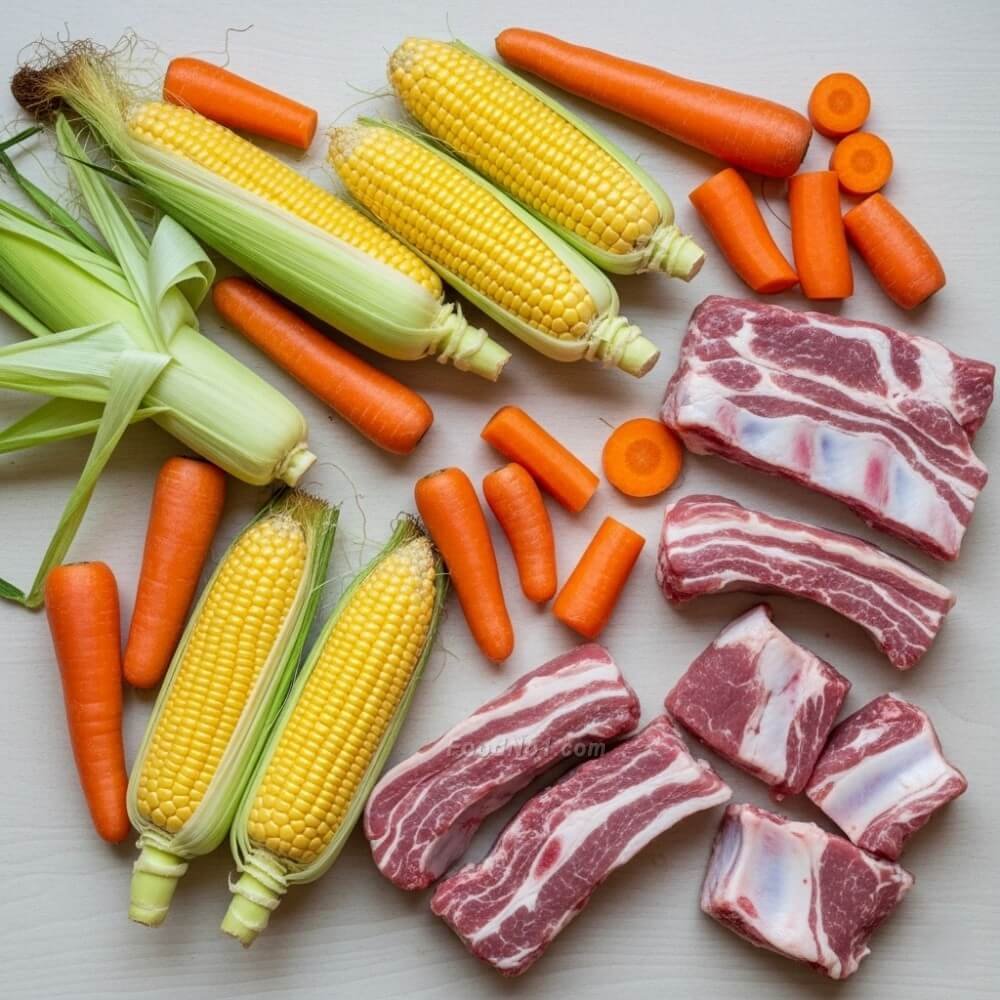 玉米蘿蔔排骨湯-材料