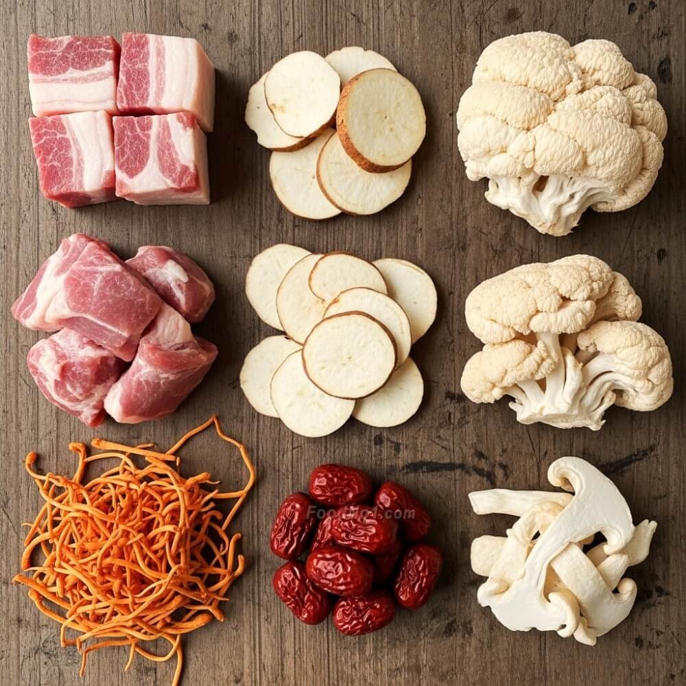 蟲草花猴頭菇燉瘦肉湯-材料