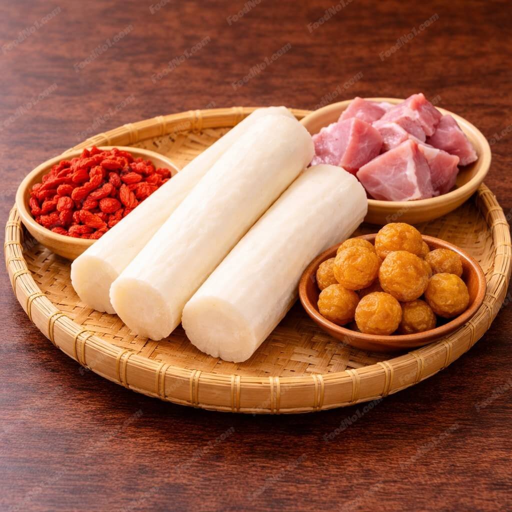 淮山杞子圓肉煲瘦肉湯-材料