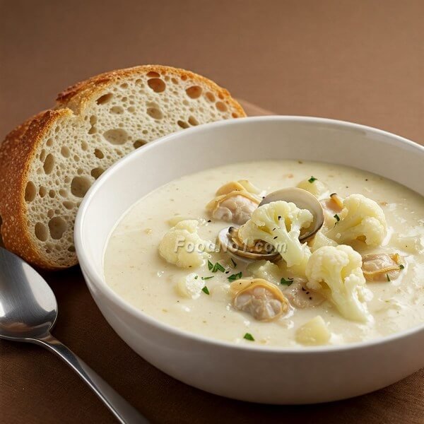 奶油椰菜花英式蜆週打湯,伴麵包吃