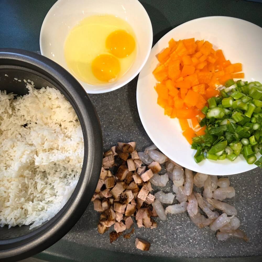 黃金叉燒蝦仁炒飯-材料