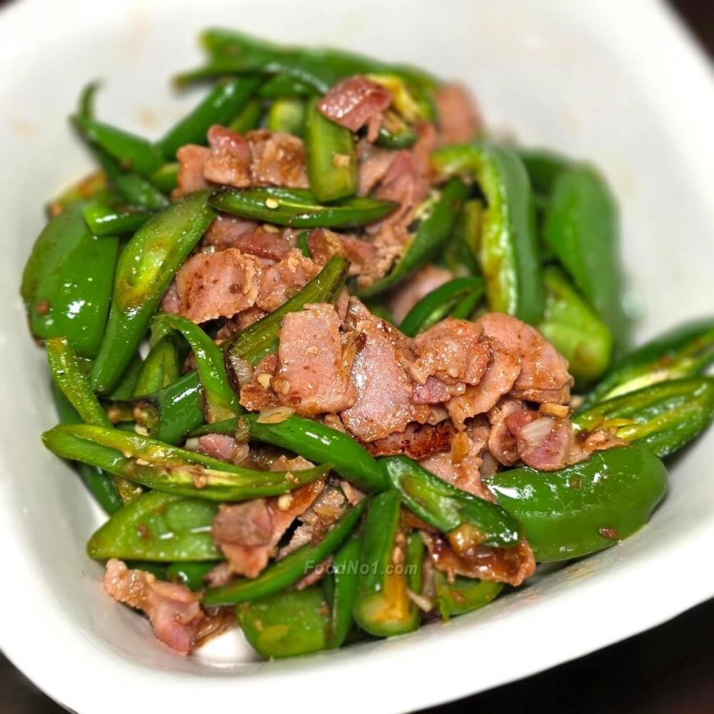 煙肉爆炒鮮摘青椒-材料