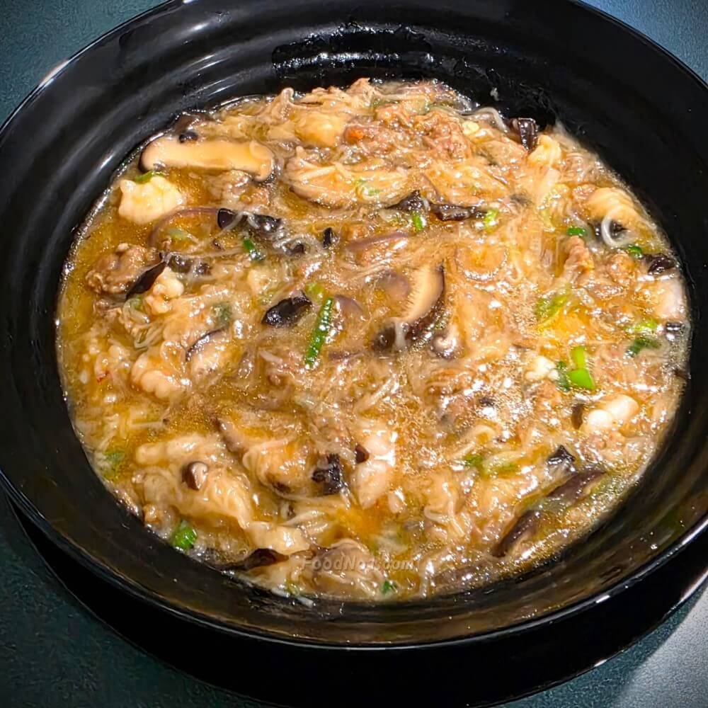 鮑汁蝦仁菇菌肉碎麻香麵線羹-開食