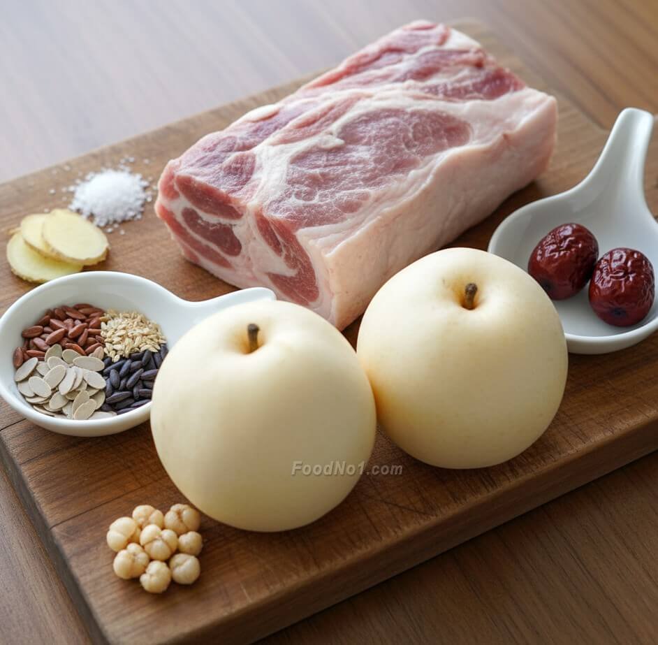 雪梨川貝南北杏瘦肉湯-材料