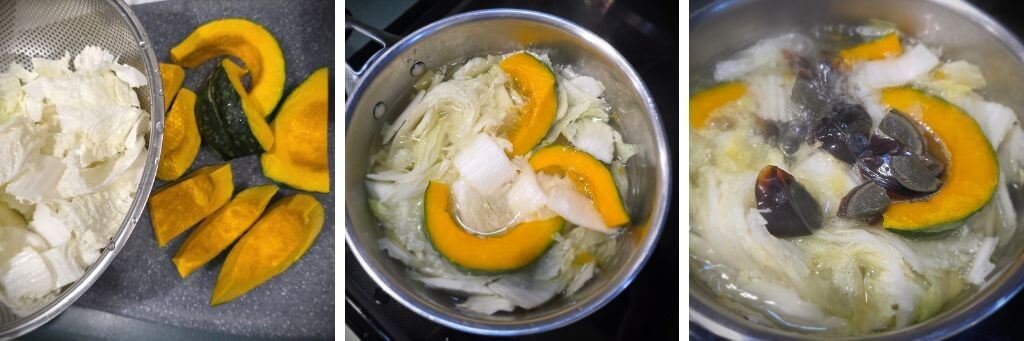 皮蛋紹菜南瓜湯-步驟