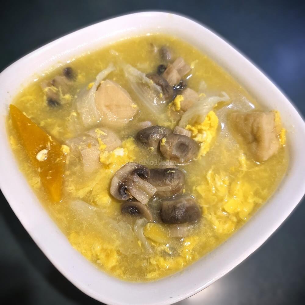 蘑菇紹菜豆卜蛋花湯