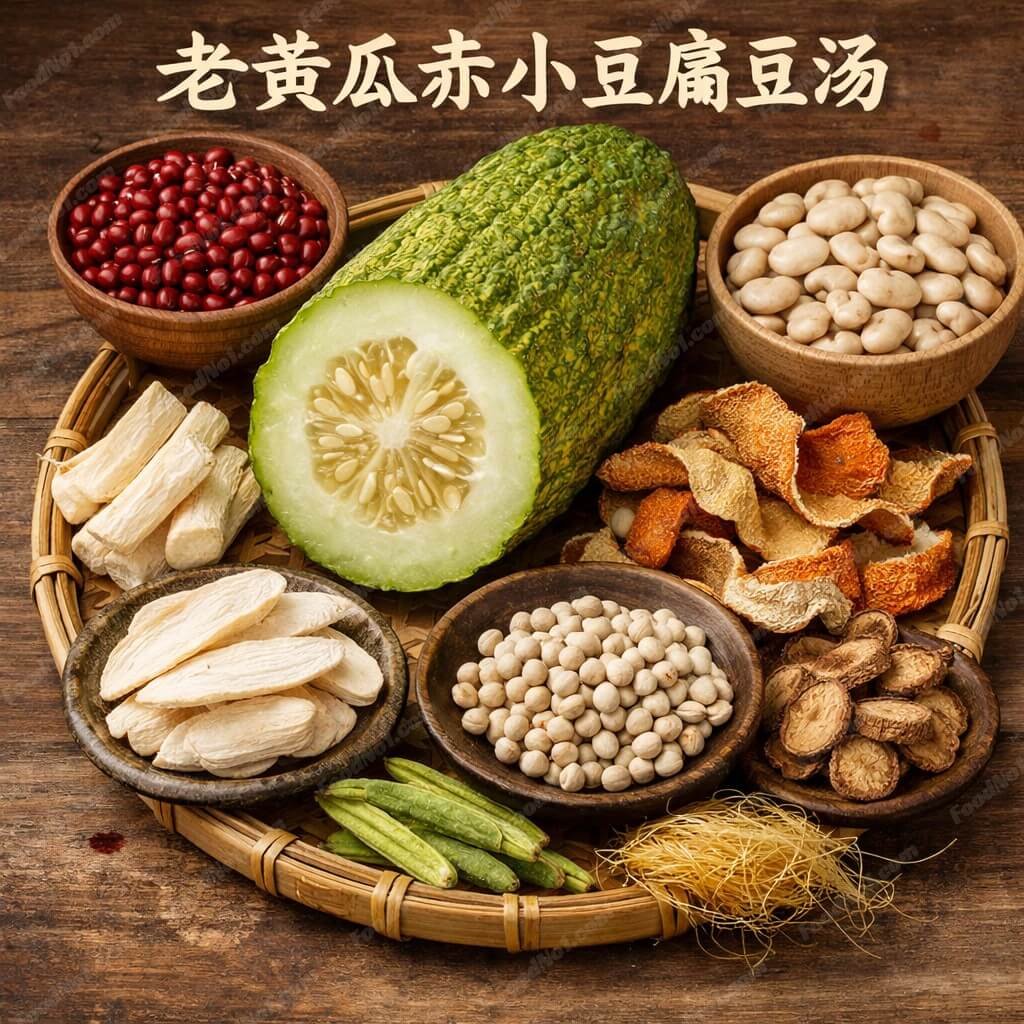 老黃瓜赤小豆扁豆湯-材料