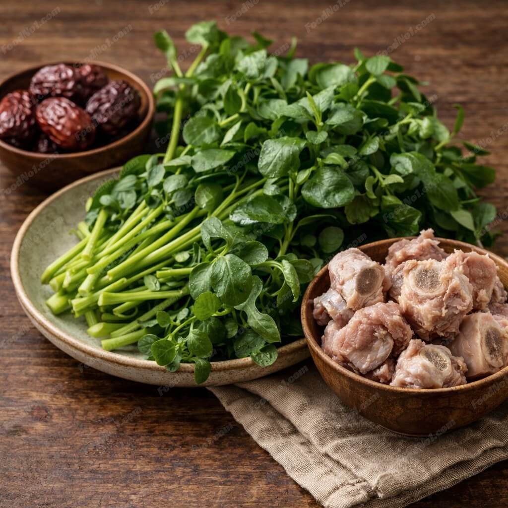 西洋菜蜜棗豬骨湯-材料