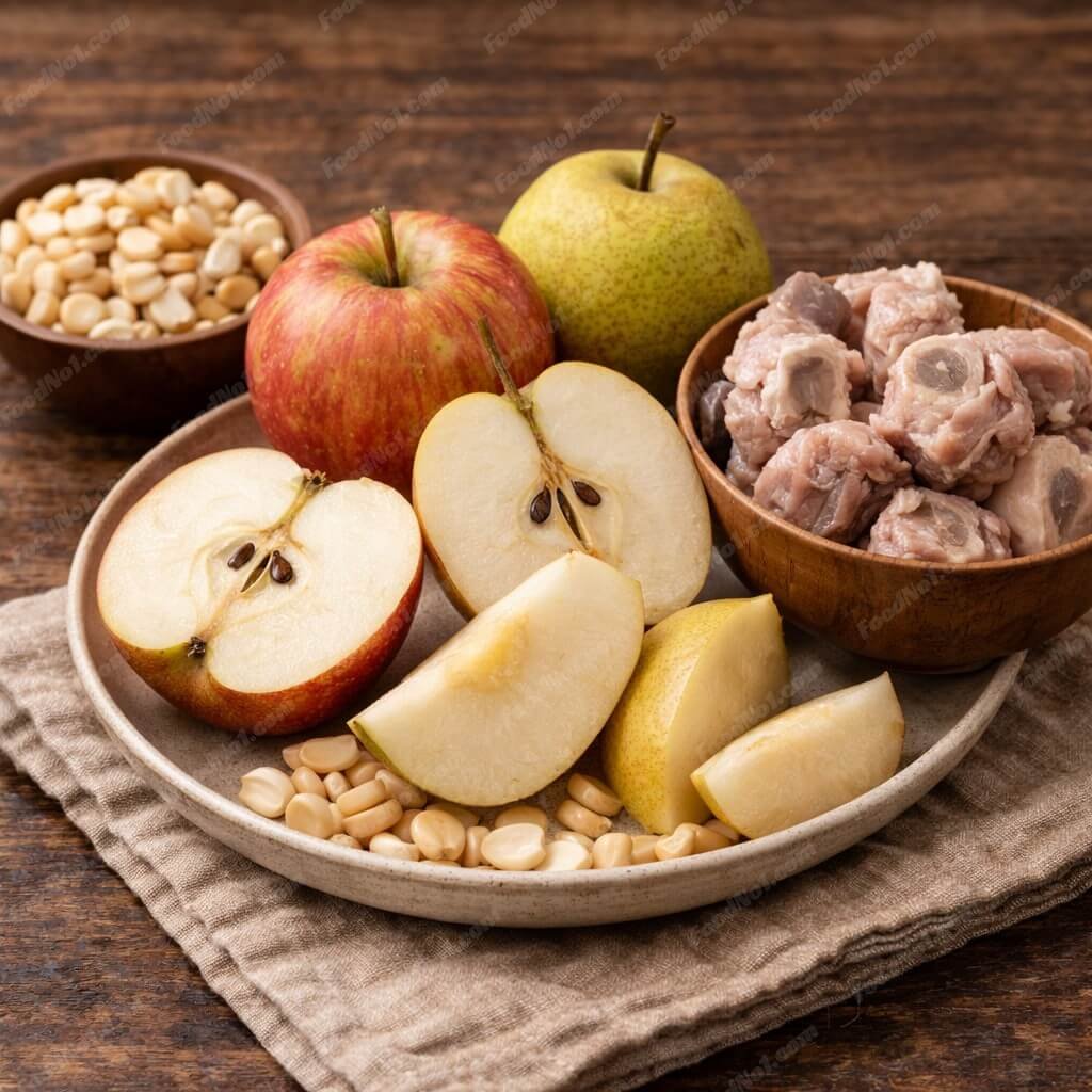 蘋果雪梨南北杏瘦肉湯-材料