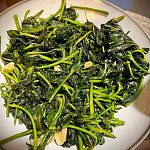 西洋菜炒蒜片、蒜片西洋菜食譜、西洋菜做法、家常菜