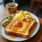 蜂蜜牛油厚多士配炒蛋